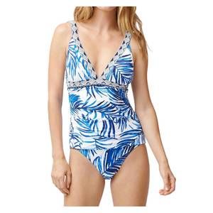 NEW TOMMY BAHAMA v-neck one piece swimsuit in fuller fronds